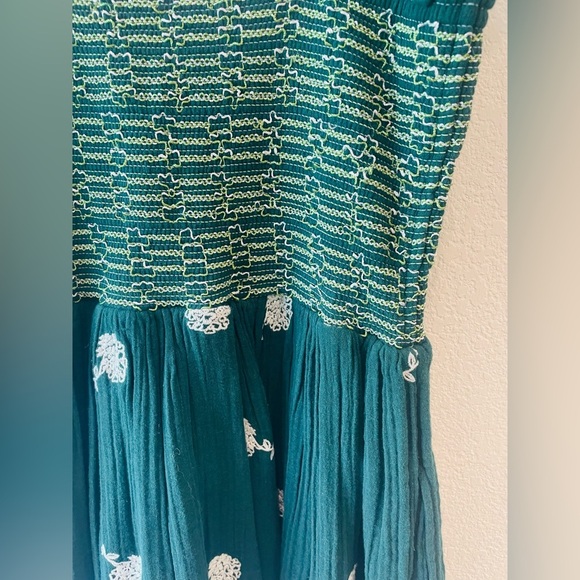 Free People Tory Embroidered Mini Dress in Dark Green Size S - Picture 4 of 4